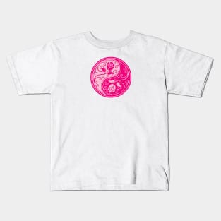 Pink Yin Yang Roses Kids T-Shirt